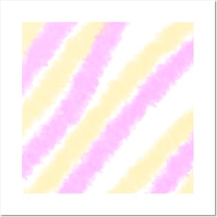 Yellow pink watercolor lines art Posters and Art